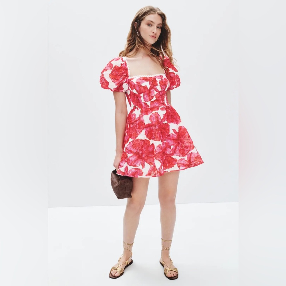 Charo Ruiz Red and White Floral CEILE Mini Dress